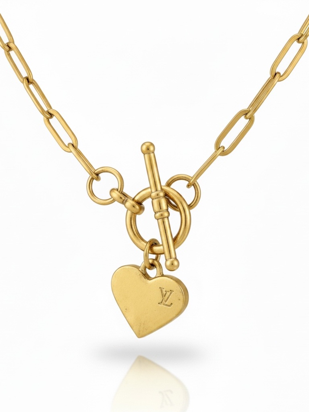 Louis Vuitton Upcycled Double sided LV heart ❤️ charm toggle necklace - Picture 4 of 8